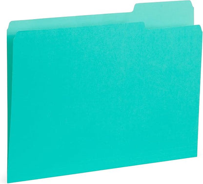 100 Blue Summit Supplies Colored File Folders - Ocean Tone Colors, 1/3 Cut Tabs, Letter Size, 11pt Durable Paper, Decorative Colored File Folders for Files, 100 Pack