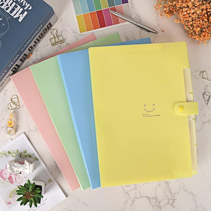 EOOUT 10pcs Expanding File Folders, Folders for Documents, A4 Letter Size Plastic Accordion Document Organizer with Snap Button, 160 Stickers in 16 Colors, for School and Office Supplies