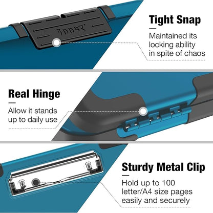Sooez Toughest Clipboard with Storage, Internal Pen Pouch Included, Letter/ A4 Size, Shockproof Heavy Duty Plastic Clip Boards 8.5x11”, High Capacity Clipboards Box Case for Contractor Trucker Driver