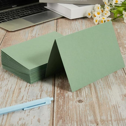 50 Pack Blank Cards Folded Cardstock Thank You Blank Greeting Cards for Invitations, Wedding, Greeting Cards, All Occasion DIY, 5x7 Folded Cards Sage-Green