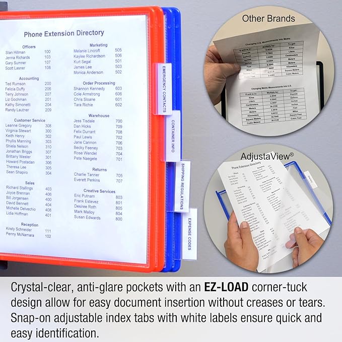 Ultimate Office AdjustaView 10-Pocket Wall Reference Organizer with Easy-Load Pockets and Mounting Screws