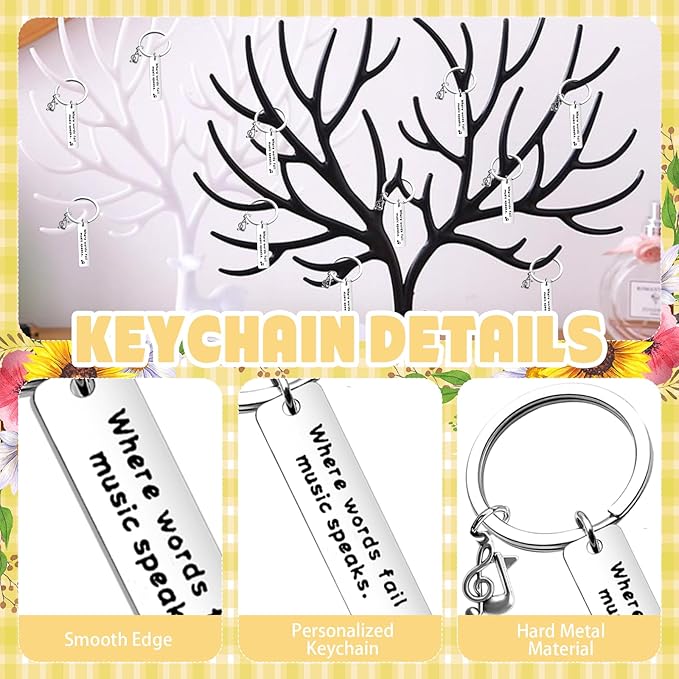 120 Pcs Music Gifts Bulk for Students Include 30 Music Note Ballpoint Pen 30 Music Keychain 30 Metal Music Bookmark 30 Organza Bag Choir Gifts for Student Teacher Music Lover