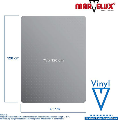 Marvelux Office Chair Mat for Low Pile Carpets 30" x 48” Clear Vinyl Protector Mat for Under Desks, Rectangular PVC Carpeted Floor Mat for Gaming Chairs and Computer Desks, Shipped Flat