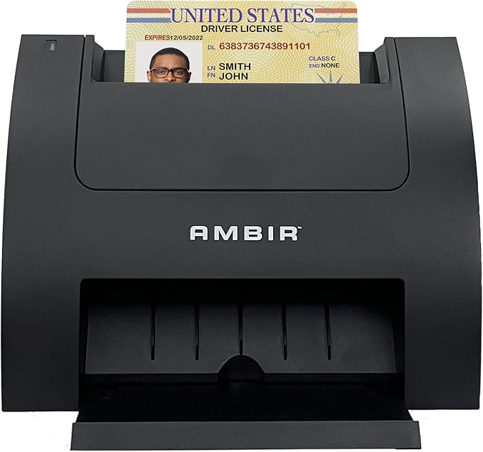 Ambir Business Card Scanner PS670ST-BCS High Speed Single Sided Vertical USB Powered Business Card Scanner with AmbirScan Business Card for Windows PC