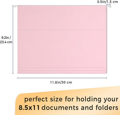 SUNEE 25 Pack Hanging File Folders, Pink Folders, Hanging File Folders Letter Size with 1/5-cut Tabs, Stay Organized for Your Home and Office Bulk File and Documents