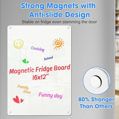 Acrylic Dry Erase Board Whiteboard for Fridge Meal Planner Menu Board for Kitchen to do List Shopping List Grocery List Family Dinner Refrigerator Chore Chart Board 2024 Planning Board, Pure White