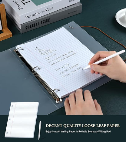 College Ruled Paper 8 x 10.5 Loose Leaf Paper, 4 Pack Notepad 8 x 10.5 Lined Paper for Work, College Ruled Notebook Paper for 3 Ring Binders, 75 sheets, loose leaf paper college ruled for School