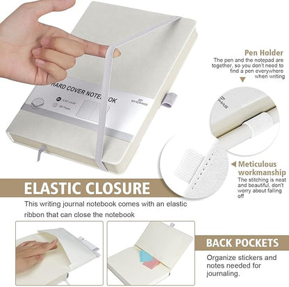 Lined Journal Notebook, 1 Pack (White), 360 Pages, 9.8 inches x 6.9 inches - 100 gsm Thick Paper, Hardcover