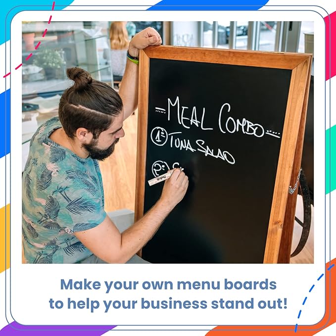 Chalkola White Chalk Markers for Blackboard, Chalkboard Sign, Window, Bistro, Car, Glass (5 Pack 6mm) - Liquid Chalkboard Markers Erasable - Paint Chalk Pens Washable Ink Reversible Tip