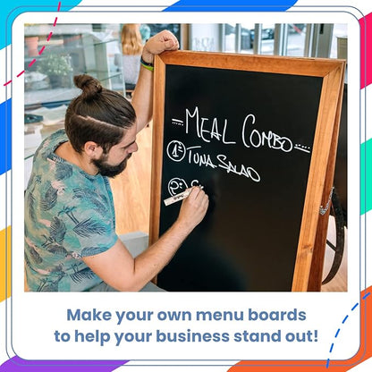 Chalkola White Chalk Markers for Blackboard, Chalkboard Sign, Window, Bistro, Car, Glass (5 Pack 6mm) - Liquid Chalkboard Markers Erasable - Paint Chalk Pens Washable Ink Reversible Tip