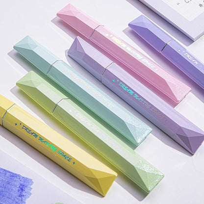 COLNK Glitter Pastel Highlighter,Set of 6 Pcs Cute Aesthetic Highlighters Assorted Colors,Chisel Tip,Metallic Highlighters for Journal Planner, Highlighting, Note-taking,Glitter Ink B