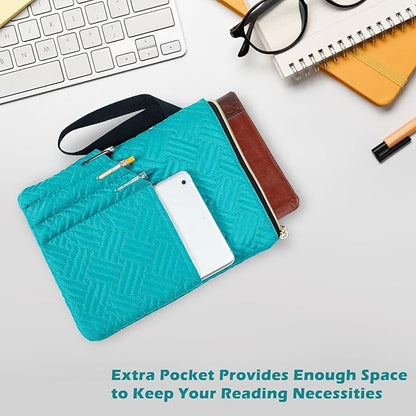 Book Sleeve with Zipper, 11"X9" Padded Book Protector, Washable Quilted Book Covers for Paperbacks, Book Pouch with Pockets for Book Lover Gifts