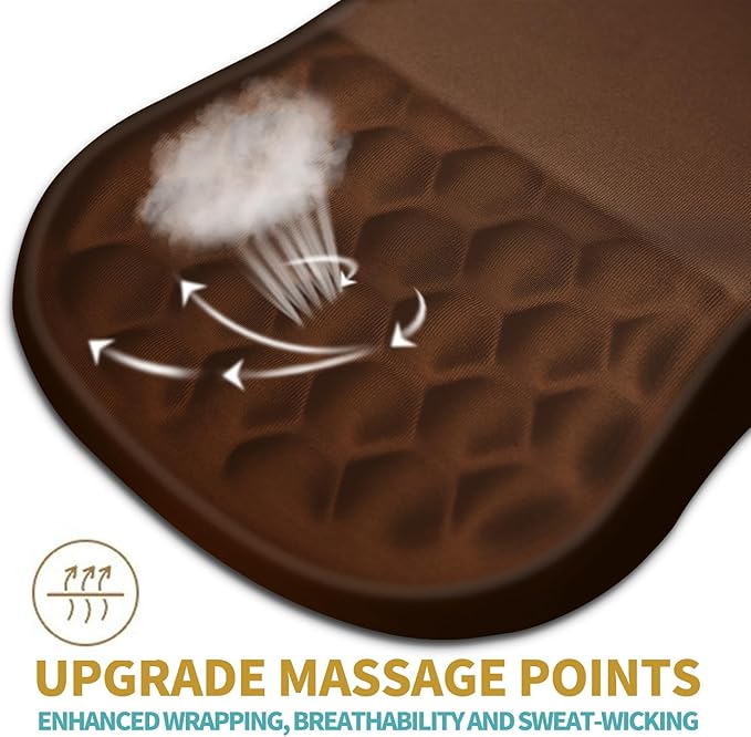 Hokafenle Ergonomic Mouse Pad Wrist Support with Massage Design, Wrist Rest Pain Relief Mousepad with Memory Foam&Non-Slip PU Base, Mouse Pads for Wireless Mouse & Desk (12x8 inch,Brown)