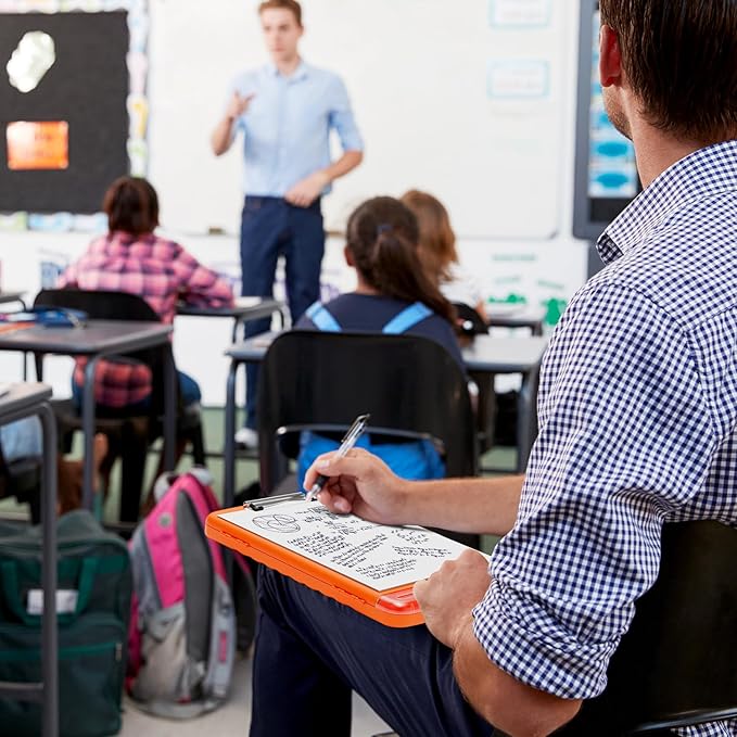 Piasoenc Clipboard with Storage, 8.5 x 11 Organization Box with Pen Holder and A4 Legal Paper Folder, Heavy Duty Plastic, Folio & Side-Opening, Low Profile Clip, for Nurses, Teachers, Orange