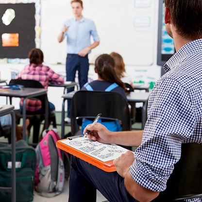 Piasoenc Clipboard with Storage, 8.5 x 11 Organization Box with Pen Holder and A4 Legal Paper Folder, Heavy Duty Plastic, Folio & Side-Opening, Low Profile Clip, for Nurses, Teachers, Orange
