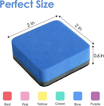 MaxGear 108 Pack Dry Erase Erasers, Magnetic Whiteboard Dry Erasers for Classroom, Mini Whiteboard Cleaning Pads, Chalkboard Wiper Teacher Supplies for School, Office, Home （6 Color Set, 2 x 2 Inch