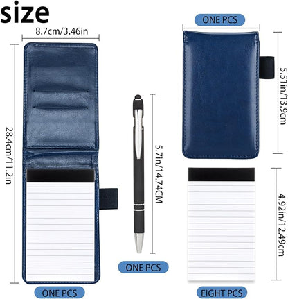 Camelmother 10 Pieces Small Notepad Holder Set Pocket Notebook 3 x 5 Inch with Pen (blue Small Notepad)
