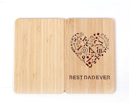 Tools Patterns Best Dad Ever Gifts Card,Fathers Day Cards from Kids,to Say Happy Anniversary,Birthday,Gift for Dad from Daughter and Son, Wife