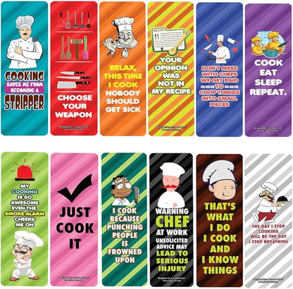 Creanoso Funny Cooking Bookmarks (2-Sets X 6 Cards) – Daily Inspirational Card Set – Interesting Book Page Clippers – Great Gifts for Adults and Professionals