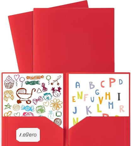 Plastic Folders with Pockets (7 Pack, Blue), Durable Heavy Duty File Folders with Business Card Slot, 2-Pocket Folder for Schoolwork & Office,Letter Size