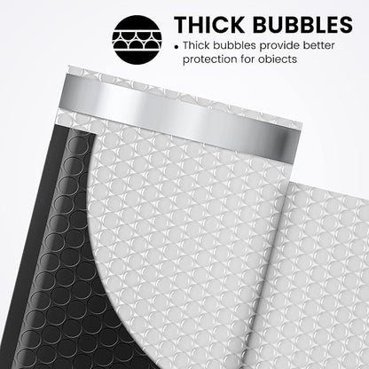 Fuxury 4x8 Bubble Mailer 260 Pack Black Padded Envelopes for Mailing, Small Bubble Mailers Usable Size 4x7" Bubble Envelopes Self-SealPadded Mailers for Small Business Shipping Bulk#000