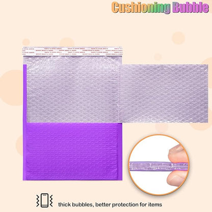 8.5 x 12 Inch Bubble Mailers, 30 Pack Self-Seal Poly Padded Envelope, Waterproof Shipping Bags for Small Business, Purple