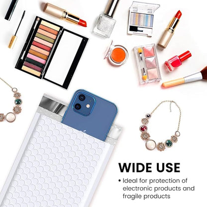 Fuxury 4x8 White Bubble Mailer 260 Pack Padded Envelopes, Small Bubble Mailers Usable Size 4x7" Bubble Envelopes Self-Seal Padded Mailers for Mailing Small Business,Small Items Shipping Bulk#000