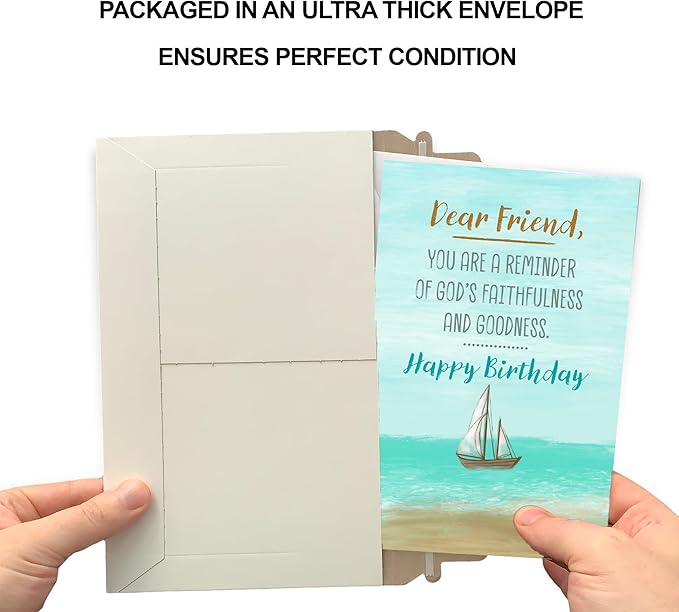 Prime Greetings Religious Birthday Card For Friend, Made in America, Eco-Friendly, Thick Card Stock with Premium Envelope 5in x 7.75in, Packaged in Protective Mailer
