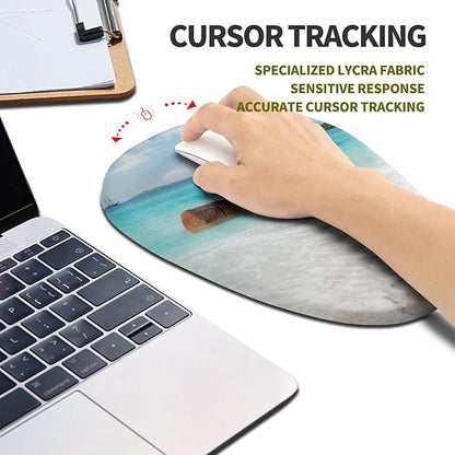 Hokafenle Ergonomic Mouse Pad Wrist Support, Terraced Slope Carpal Tunnel Wrist Pad for Mouse with Unibody Memory Foam, Wrist Rest Pain Relief Mousepad (Beach, 11.8x7.9 in)