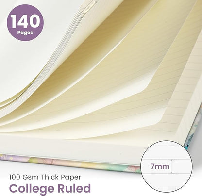 Pretty Cute Lined Spiral Journal Notebook for Women, Aesthetic College Ruled Notebook for Work & Note Taking, A5 Hardcover Journal for Writing, 140 Pages, Colorful Butterfly