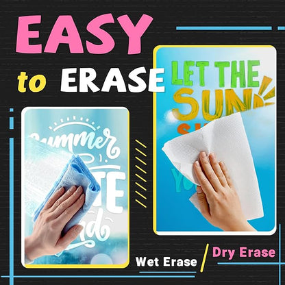 Window Chalk Markers for Glass Washable, 10 Colors Jumbo Liquid Chalk Marker with 15mm 3 in 1 Nib Thick Wide Tips, Big Chalkboard Markers, Car Paint Pen for Auto, Bistro, Mirror, Poster, Blackboards