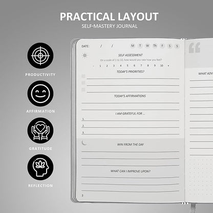 5 Minute Journal the Five Minute - Gratitude Journal - Self-Mastery Journal for Men - Reflection Manifestation Journal for Mindfulness – Self Care Journal – Goal/Guided Gratitude Journal for Men