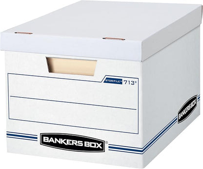 Bankers Box 12 Pack Standard Duty File Storage Boxes, Standard Assembly, Removable Lid, Letter/Legal (0071301)