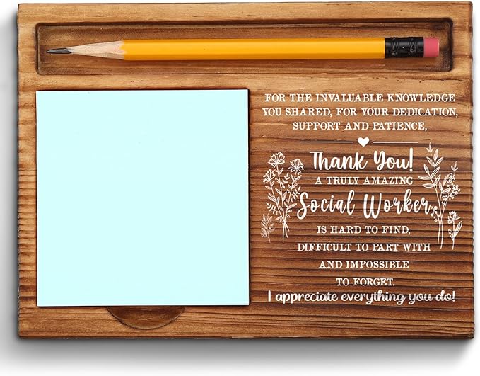 Social Worker Gifts for Women, Men, Social Worker Appreciation Gifts, Thank You Gifts for Social Worker, School Social Worker Office Desk Decor Gifts Self-Stick Note Pad Holders ZSS15