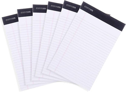 Mintra Office Legal Pads, ((xBasic, 5in x 8in, Narrow (White), 36pk (6-6pks)), Narrow Ruled, 50 Sheets per Notepad, Micro perforated Writing Pad, Notebook Paper for School, College, Office, Work