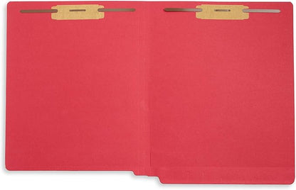 50 Red End Tab Fastener File Folders - Reinforced Straight Cut Tab - Durable 2 Prongs Designed to Organize Standard Medical Files, Receipts, Office Reports, and More - Letter Size, Red, 50 Pack