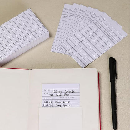 Library Cards, Checkout Catalog Book Card,Library Checkout Index Cards, Due Date NoteCards for Record Keeping (3x5 in,100 Count)