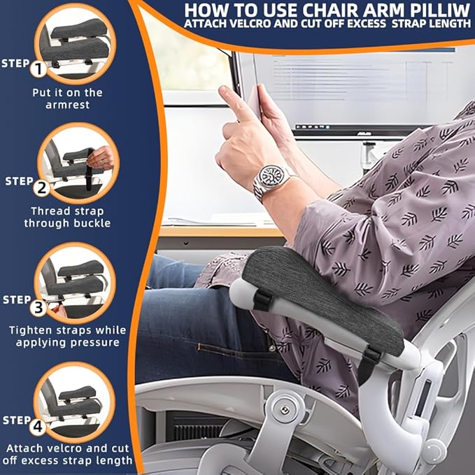 Office Chair Arm Covers Gaming Chair Arm Rest Covers for Elbows and Forearms Pressure Relief(Set of 2)