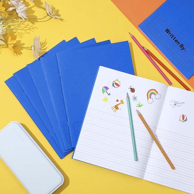 Henoyso 12 Pcs Primary Composition Notebook K-2 9 3/4 x 7 1/2 Inch Primary Journal Blank Writing Book for Kid to Write Draw and Journal 60 Page Notebook Back to School Supplies (Royal Blue)
