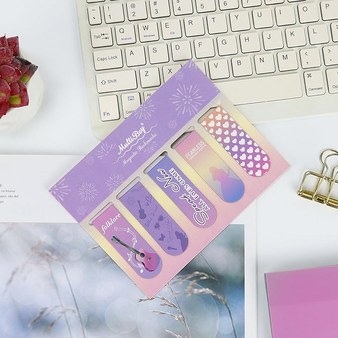 5Pcs Magnetic Bookmarks T-S Bookmarks Page Markers for Fans Readers, Women, Men, Book Lovers, Students Teachers, Funny Office Supplies Stationery Gifts Used in Office, School, Home (Purple)