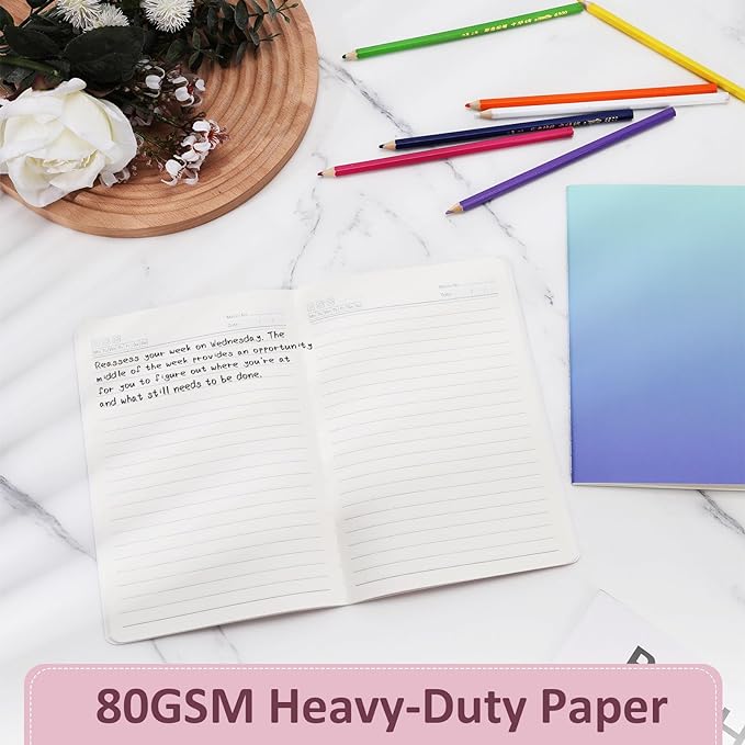 Ddaowanx 24 Pack A5 Colorful Notebooks, 6 cute colors Journals for Writing, 72 Pages, 8.3x5.5 Inch, with Lined Paper Travel Writing Notebooks Journal Gifts for Students(Lined-24pack, Gradient)