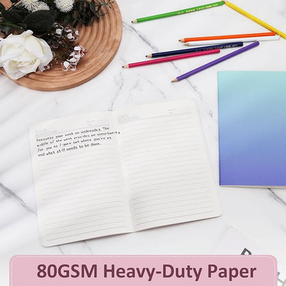 Ddaowanx 24 Pack A5 Colorful Notebooks, 6 cute colors Journals for Writing, 72 Pages, 8.3x5.5 Inch, with Lined Paper Travel Writing Notebooks Journal Gifts for Students(Lined-24pack, Gradient)