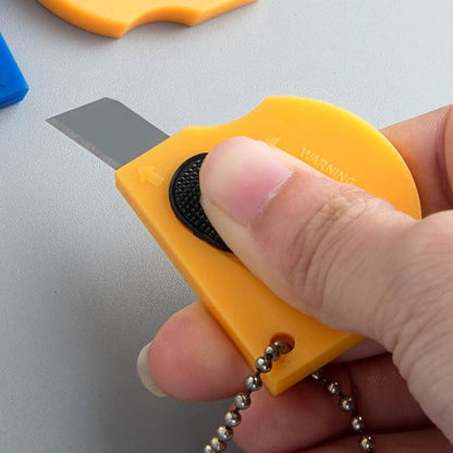 18 PCS Retractable Pocket Sized Utility Knives Box Cutter Letter Opener Handed Mini Cutter Keychain Knife Finger Friendly & Safe Package Opener(Yellow)