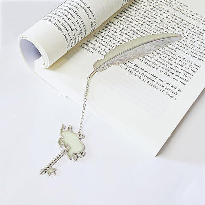 Zodiac Feather Bookmark Gifts for Women Men, Cool Metal Bookmark Glow in The Dark Taurus Bookmark, Luminous Star Sign Constellation Horoscope Bookmark Gifts