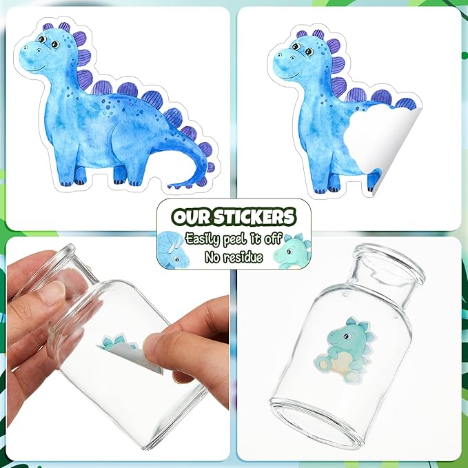 1 Roll Animal Stickers Reward Cute Space Stickers Office Supplies Incentives Sticker Animal Party Favor Decal, 500 Pcs Each Roll(Dinosaur)