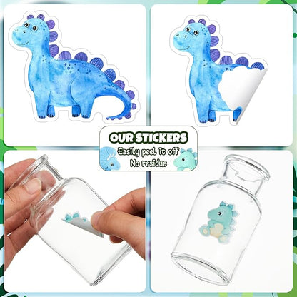 1 Roll Animal Stickers Reward Cute Space Stickers Office Supplies Incentives Sticker Animal Party Favor Decal, 500 Pcs Each Roll(Dinosaur)