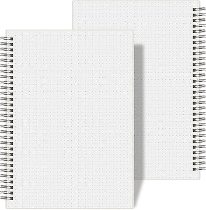 AHGXG Dotted Journal Spiral Notebook (2-Pack), Bullet Dot Grid Journal Large B5 with Transparent Hardcover, Wirebound Notebook 100GSM Dotted Paper, for Bullet Journaling, 7.3"X 10"
