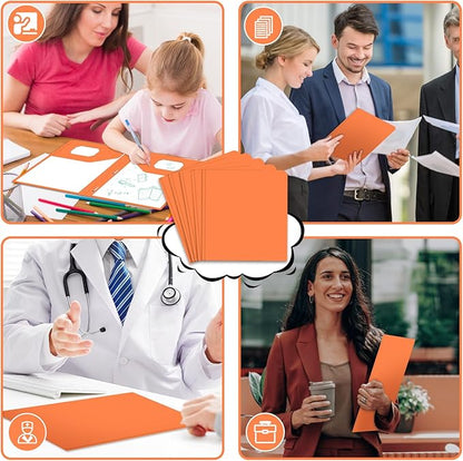 30 Pack Two Pocket Folders Business Card Holder Plastic Folders with Prongs for School Office Filing Cabinet Resume Portfolio (Orange)