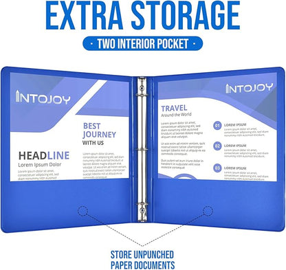 3 Ring Binder 1 Inch, IntoJoy 6 Pack Clear View 3 Hole Binder PVC-Free Fits 8.5x11 Inch Paper Flexible Round Ring Binders for School Office Home Binder Supplies (Multicolored)