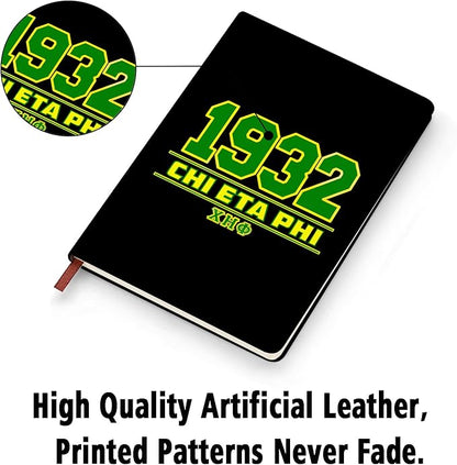 AKA Sorority Gift Leather Notebook for Women Girls Pink and Green Greek Sorority Journal Notebook Sisterhood Graduation Gift (1932 chi eta phi)